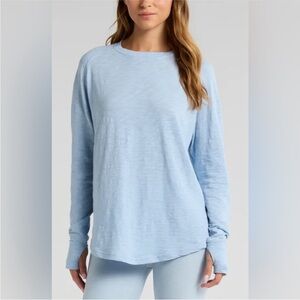 NEW! ZELLA Women's XXL Long Sleeve Top Relaxed Fit Shirt Light Blue Fog